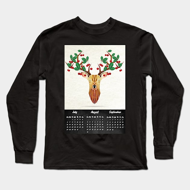 deer summer calendar 2020 Long Sleeve T-Shirt by Manoou